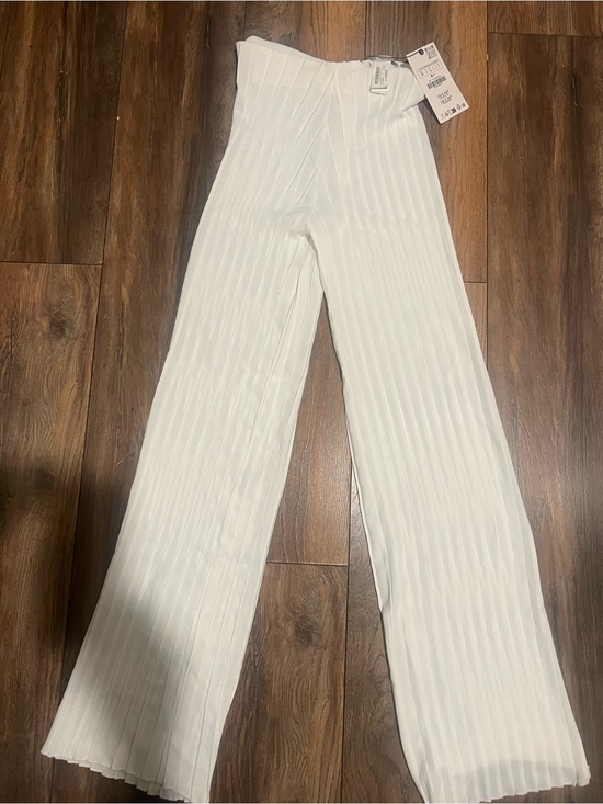 Zara Pants - Zara Women’s Wide-Leg Ribbed Pants - White